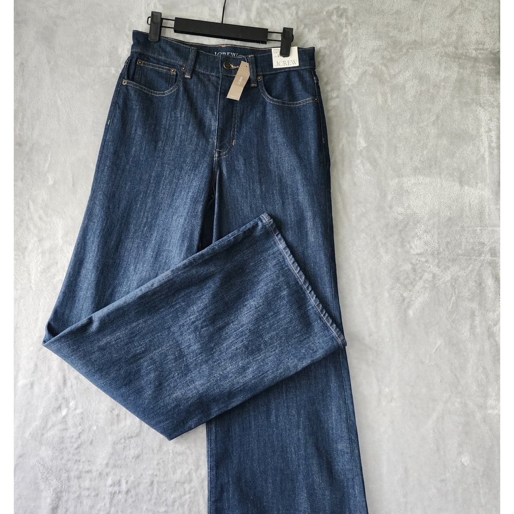 J.Crew Denim Trouser Jeans Womens Size 27 Tall Wide Leg High Rise Stretch 27T